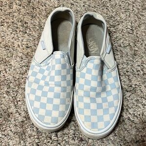 Vans Women’s Blue Checkered Slip-On Shoes